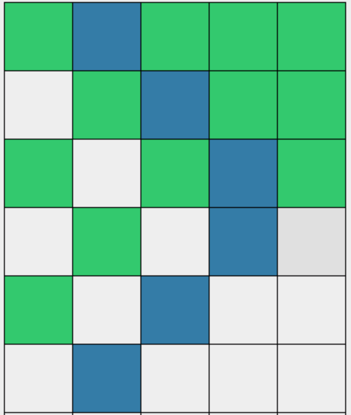 a solution for the mold game at 5 tiles wide, or a solution to the door problem with 5 doors